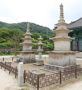 납·북삼층석탑 및 석당 좌측모습