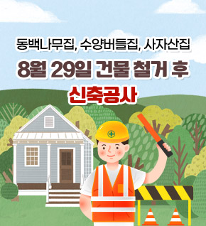 동백나무집, 수양버들집, 사자산집 8월 29일 건물 철거 후 신축공사